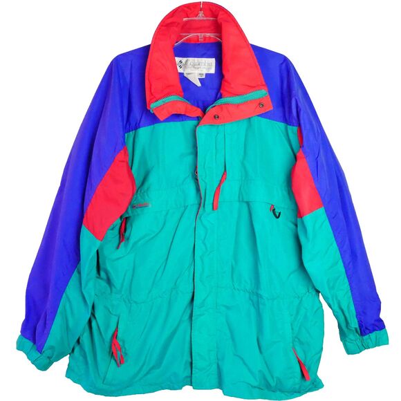 Columbia Men's Size L Jacket Color Block 90's Jacket Red Green Purple - Picture 1 of 16